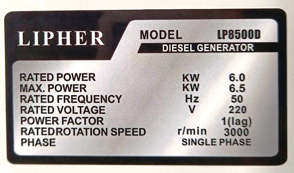 Дизельний генератор LIPHER LP8500D 6,5 кВт однофазний з електростартером